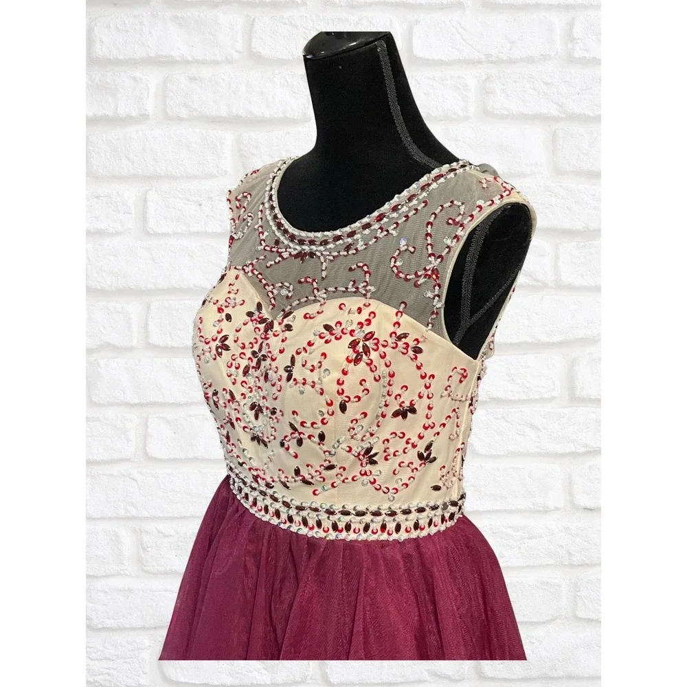 Beaded Maroon Homecoming‎ Dress EUC